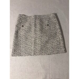 Ann Taylor LOFT Floral Mini Skirt‎ Womens 12P Blue Grey Jacquard A-Line